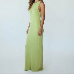 Beulah Style‎ Dress Women Large Lime Green Maxi Knit Beach Coastal Summer Preppy